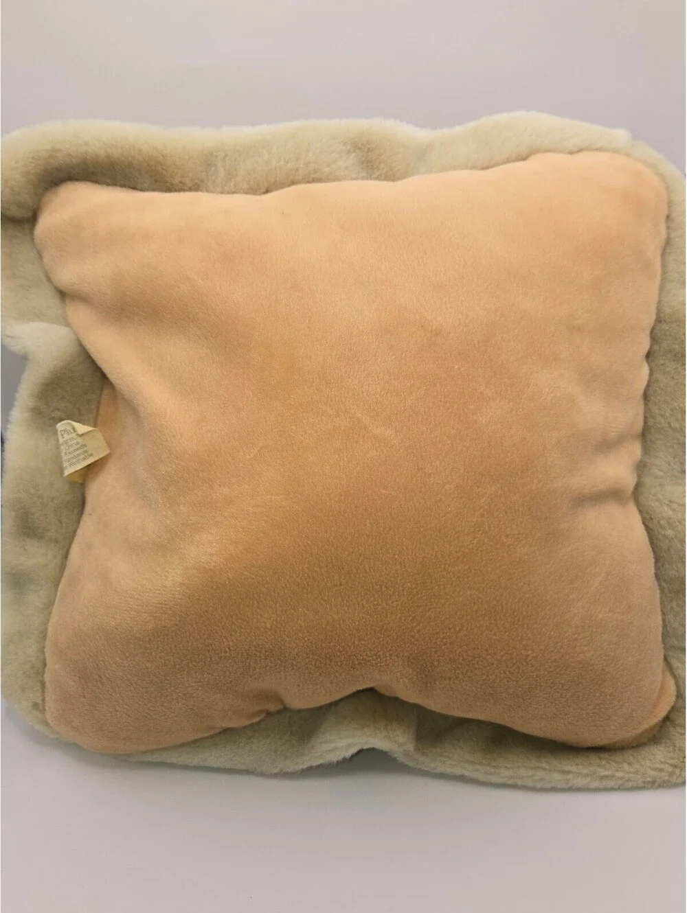 Vintage JAAG Plush Wolf Decorative Pillow 12 Inch Soft Polyester Fiber Tan Cream